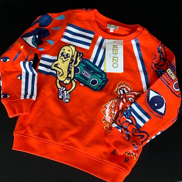 KENZO Multi Logo Graphic Sweatshirt 6A/116cm NEW - Picture 1 of 6